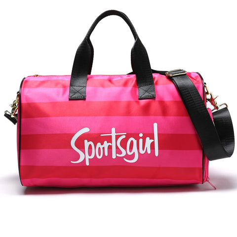 Stripe Side Shoe Pocket Duffel Bag