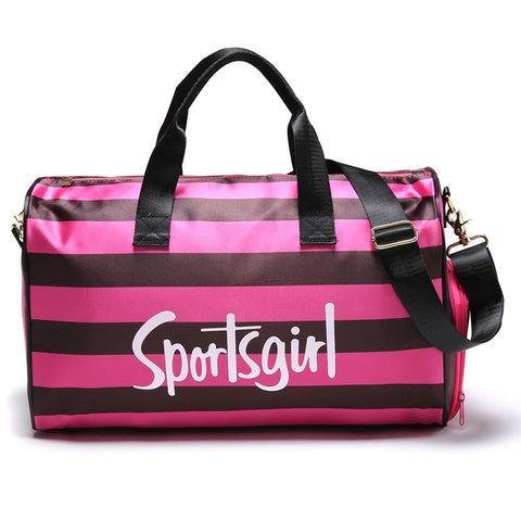 Stripe Side Shoe Pocket Duffel Bag