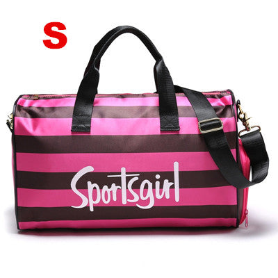 Stripe Side Shoe Pocket Duffel Bag