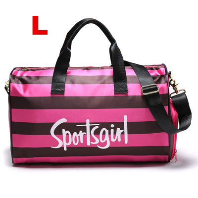 Stripe Side Shoe Pocket Duffel Bag