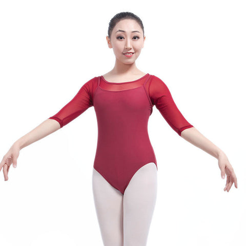 See Through Half Sleeve Gymnast Leotard