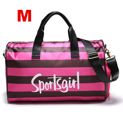 Stripe Side Shoe Pocket Duffel Bag